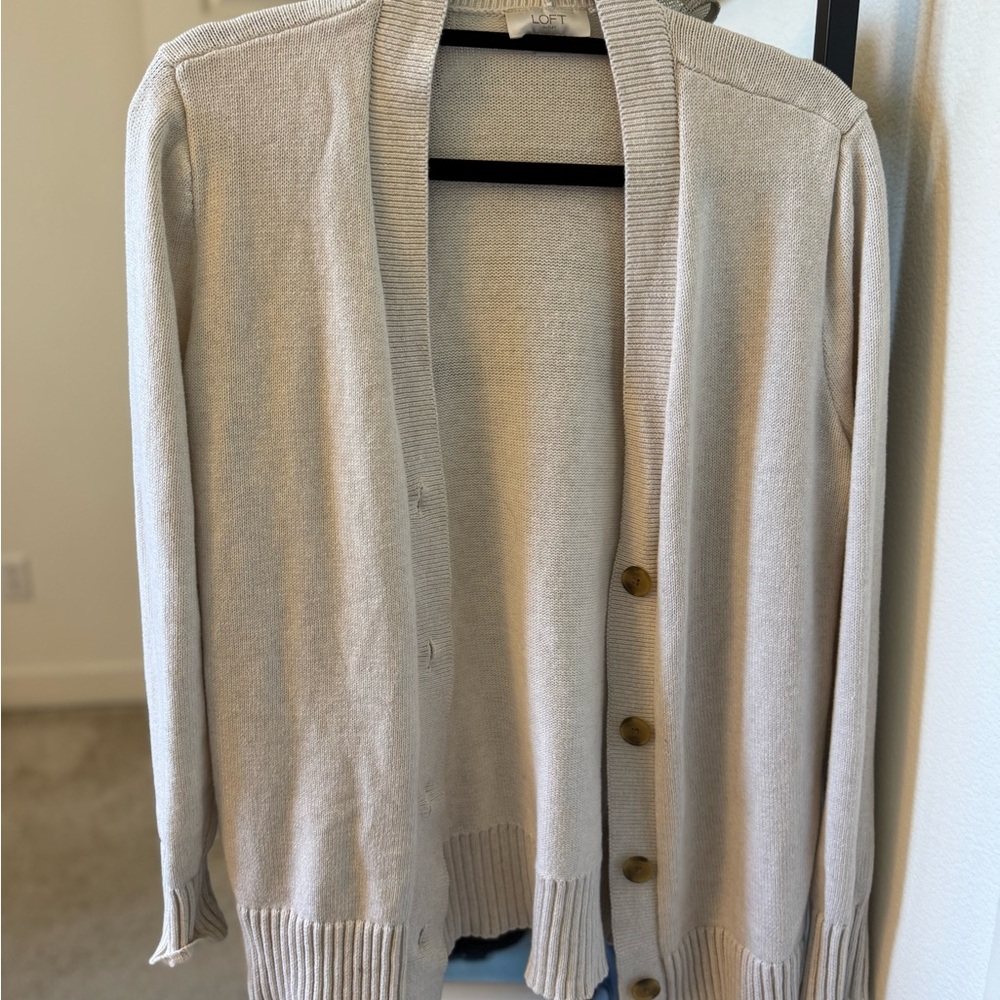 LOFT Cream Knit Cardigan Sweater